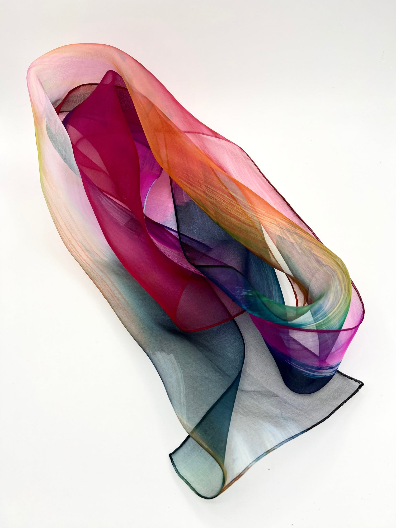 multicolor One-of-a-kind Hand dyed Made in Japan Silk scarf Gift Unique Best Seller luxury Best Gift Wearable Art Best Holiday Gift Trendy Accessories Unique Design Handwritten Scarves and Wraps Nature Inspired Fashion Accessories High Quality Elegant